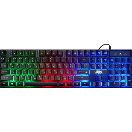 Клавиатура + мышь Defender Aura MKP-117 клав:черный мышь:черный USB slim LED (52117)