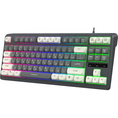Клавиатура Оклик 711G серый/белый USB for gamer LED (1790385)