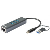 Разветвитель USB 3.0 D-Link DUB-2332 3порт. черный (DUB-2332/A1A)