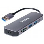 Разветвитель USB 3.0 D-Link DUB-1325/A2A 2порт. серый