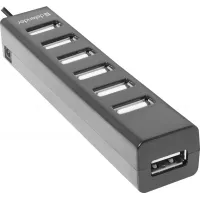 Разветвитель USB 2.0 Defender Quadro Swift 7порт. черный (83203)