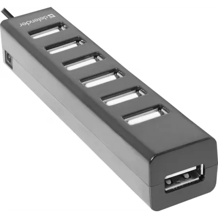 Разветвитель USB 2.0 Defender Quadro Swift 7порт. черный (83203)