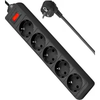 Сетевой фильтр Defender ES 1.8м (5 розеток) черный (коробка)