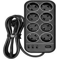 Сетевой фильтр Powercom SP-08 USB03AB 1.8м (8 розеток) черный (коробка) Сетевой фильтр Powercom SP-08 USB03AB 1.8м (8 розеток) черный (коробка)
