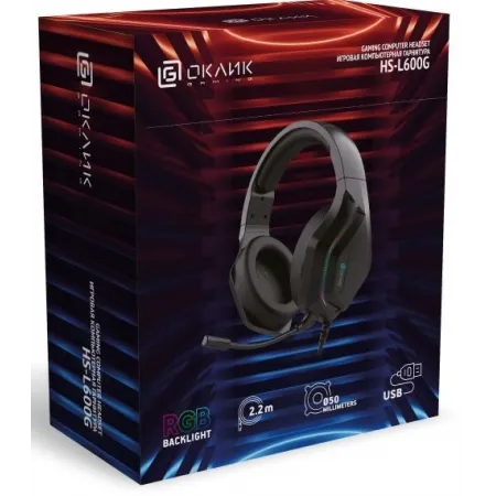 Наушники с микрофоном Оклик HS-L600G черный 2.2м мониторные USB оголовье (1939588)