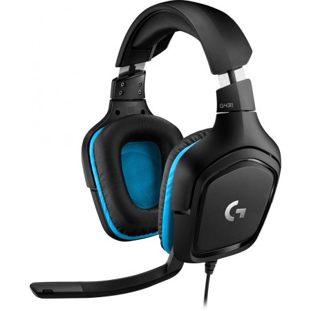 Наушники с микрофоном Logitech G431 черный/синий 2м мониторные оголовье (981-000772)