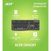 Клавиатура Acer OKW301 черный USB для ноутбука (ZL.KBDCC.01A)