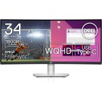 Монитор Dell 34" S3423DWC серебристый/черный VA LED 5ms 21:9 HDMI M/M матовая HAS 300cd 178гр/178гр 3440x1440 100Hz FreeSync DP WQ USB 10.38кг