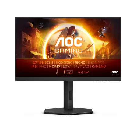 Монитор AOC 27" 27G4X черный IPS LED 0.5ms 16:9 HDMI M/M матовая HAS Piv 300cd 178гр/178гр 1920x1080 180Hz DP FHD 5.41кг