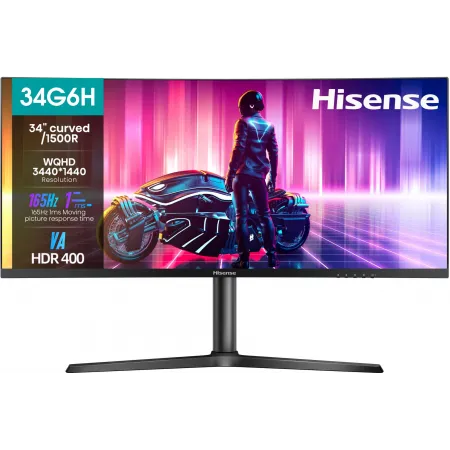 Монитор Hisense 34" 34G6H черный VA LED 21:9 HDMI HAS Piv 400cd 178гр/178гр 3440x1440 165Hz FreeSync Premium DP UW 7.6кг