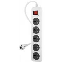 Сетевой фильтр Buro 500UNH-5-WG 5м (5 розеток) белый/серый (коробка)