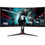 Монитор AOC 34" Gaming CU34G2X черный/красный VA LED 1ms 21:9 HDMI матовая HAS 300cd 178гр/178гр 3440x1440 144Hz FreeSync Premium DP FHD USB 8.1кг