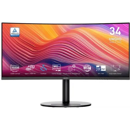 Монитор MSI 34" Modern MD342CQP черный VA LED 21:9 HDMI M/M матовая HAS Piv 3500:1 300cd 178гр/178гр 3440x1440 120Hz DP UW USB 8.05кг