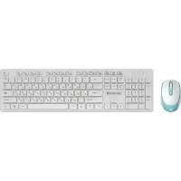 Клавиатура + мышь Defender Auckland C-987 клав:белый мышь:белый USB беспроводная Multimedia (45987)
