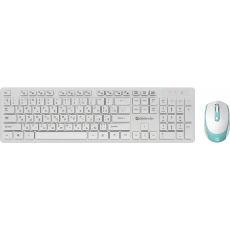 Клавиатура + мышь Defender Auckland C-987 клав:белый мышь:белый USB беспроводная Multimedia (45987)