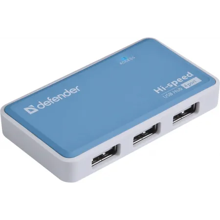 Разветвитель USB 2.0 Defender Quadro Power 4порт. голубой (83503)