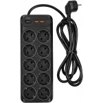 Сетевой фильтр Powercom SP-10 USB2A1СB 3,0м 3.0м (10 розеток) черный (коробка)