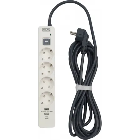 Сетевой фильтр Powercom SP-01 USB2A1CW 3,0М 3.0м (4 розетки) белый/серый (коробка)