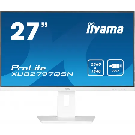Монитор Iiyama 27" ProLite XUB2797QSN-W2 белый IPS LED 1ms 16:9 HDMI M/M матовая HAS Piv 1300:1 300cd 178гр/178гр 2560x1440 100Hz DP Quad HD 2K (1440p) USB 6.1кг