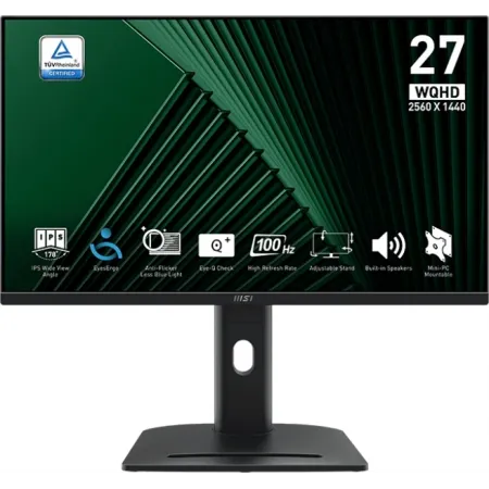 Монитор MSI 27" Pro MP275QPG черный IPS LED 16:9 HDMI M/M матовая HAS Piv 1300:1 300cd 178гр/178гр 2560x1440 100Hz DP Quad 2K (1440p) 6.26кг