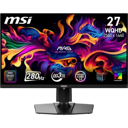 Монитор MSI 26.5" Mag 271QP QD-OLED X28 черный QD OLED LED 16:9 HDMI матовая HAS Piv 250cd 178гр/178гр 2650x1440 280Hz DP Quad 2K (1440p) 8.2кг