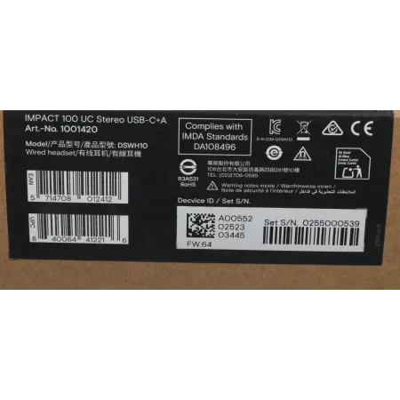 Наушники с микрофоном Epos Impact 100 UC Stereo черный накладные USB оголовье (1001420) Наушники с микрофоном Epos Impact 100 UC Stereo черный накладные USB оголовье (1001420)