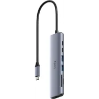 Разветвитель USB-C Cudy UH407 3порт. серебристый