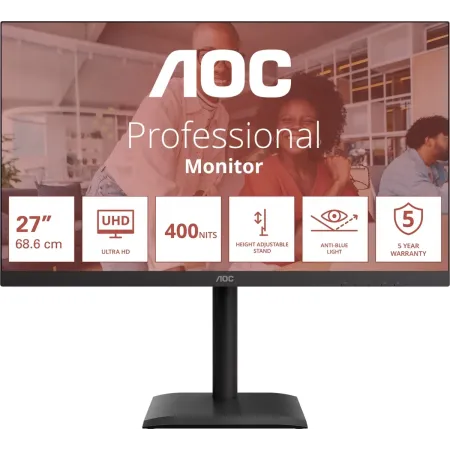 Монитор AOC 27" U27E4CV черный IPS LED 16:9 HDMI M/M матовая HAS Piv 400cd 3840x2160 60Hz DP 4K USB 6.83кг