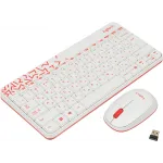 Клавиатура + мышь Logitech MK240 клав:белый/красный мышь:белый/красный USB беспроводная slim Multimedia (920-008160)