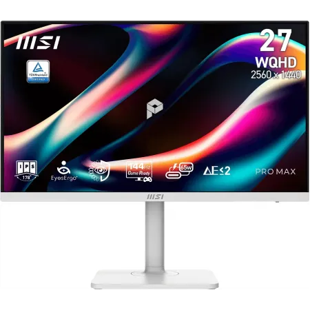 Монитор MSI 27" Pro MAX 271QPHW E14 белый IPS LED 4ms 16:9 HDMI M/M матовая HAS Piv 1500:1 300cd 178гр/178гр 2560x1440 144Hz DP Quad 2K (1440p) USB 5.85кг