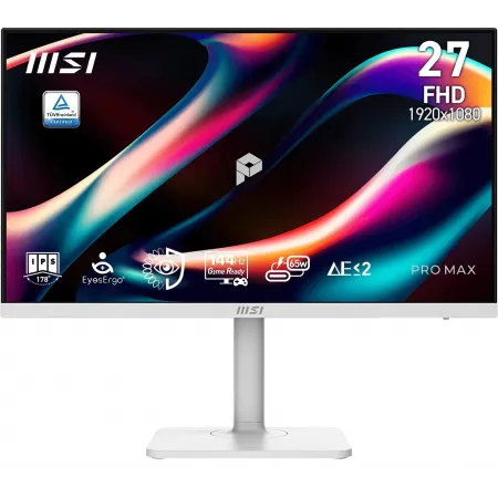 Монитор MSI 27" Pro MAX 271PHW E14 белый IPS LED 1ms 16:9 HDMI M/M матовая HAS Piv 1500:1 300cd 178гр/178гр 1920x1080 144Hz DP FHD USB 5.85кг