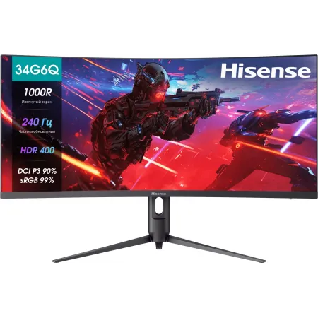 Монитор Hisense 34" 34G6Q PRO светло-серый VA LED 1ms 21:9 HDMI M/M матовая HAS Piv 3000:1 320cd 89гр/89гр 3440x1440 240Hz FreeSync Premium DP Ultra WQHD USB 6.75кг
