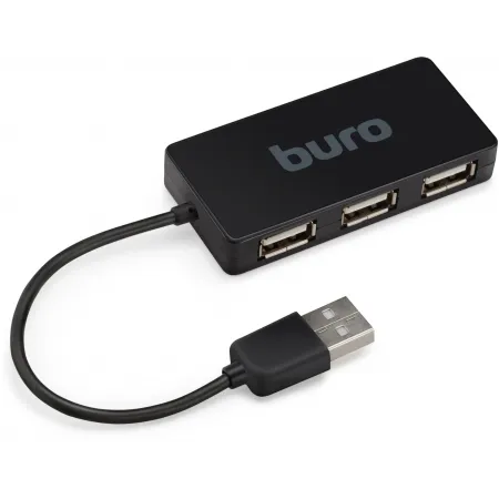 Разветвитель USB 2.0 Buro BU-HUB4-U2.0-Slim 4порт. черный