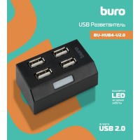 Разветвитель USB 2.0 Buro BU-HUB4-U2.0 4порт. черный