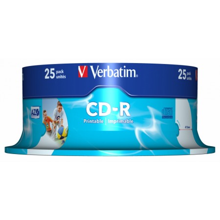 Диск CD-R Verbatim 700Mb 52x Cake Box (25шт) Printable (43439)