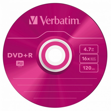 Диск DVD+R Verbatim 4.7Gb 16x Slim case (5шт) Color (43556)