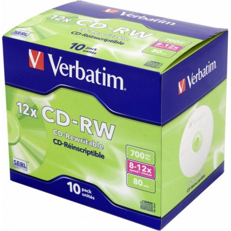 Диск CD-RW Verbatim 700Mb 12x Jewel case (10шт) (43148)