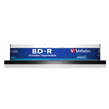 Диск BD-R Verbatim 25Gb 6x Cake Box (10шт) Printable (43804)