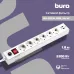 Сетевой фильтр Buro BU-SP1.8_USB_2A-W 1.8м (6 розеток) белый (коробка)