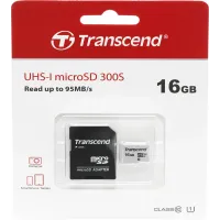 Флеш карта microSDHC 16GB Transcend TS16GUSD300S-A + adapter