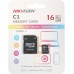 Флеш карта microSDHC 16GB Hikvision HS-TF-C1(STD)/16G/Adapter + adapter