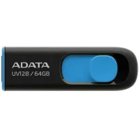 Флеш Диск A-Data 64Gb DashDrive UV128 AUV128-64G-RBE USB3.0 черный/синий