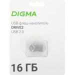 Флеш Диск Digma 16Gb DRIVE2 DGFUM016A20SR USB2.0 серебристый