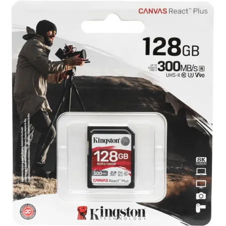Флеш карта SDXC 128GB Kingston SDR2/128GB Canvas React Plus w/o adapter