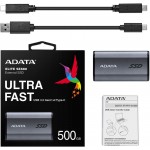 Накопитель SSD A-Data USB-C 500Gb AELI-SE880-500GCGY SE880 2.5" серый