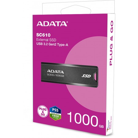 Накопитель SSD A-Data USB 3.1 1TB SC610-1000G-CBK/RD SC610 1.8" черный