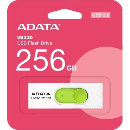 Флеш Диск A-Data 256GB UV320 AUV320-256G-RWHGN USB3.2 белый/зеленый