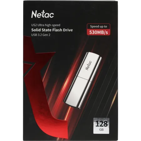 Флеш Диск Netac 128GB US2 NT03US2N-128G-32SL USB3.1 черный/серебристый