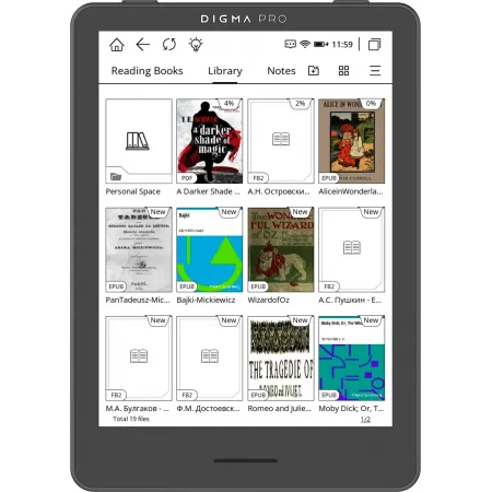 Электронная книга Digma pro Cosmic 6 6" E-Ink Kaleido 3 1072x1448 Touch Screen 1.8Ghz 3072/32Gb/SD/microSDHC/подсветка дисплея темно-серый (в компл.:обложка)
