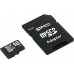 Флеш карта microSDHC 16GB Silicon Power SP016GBSTH010V10SP + adapter